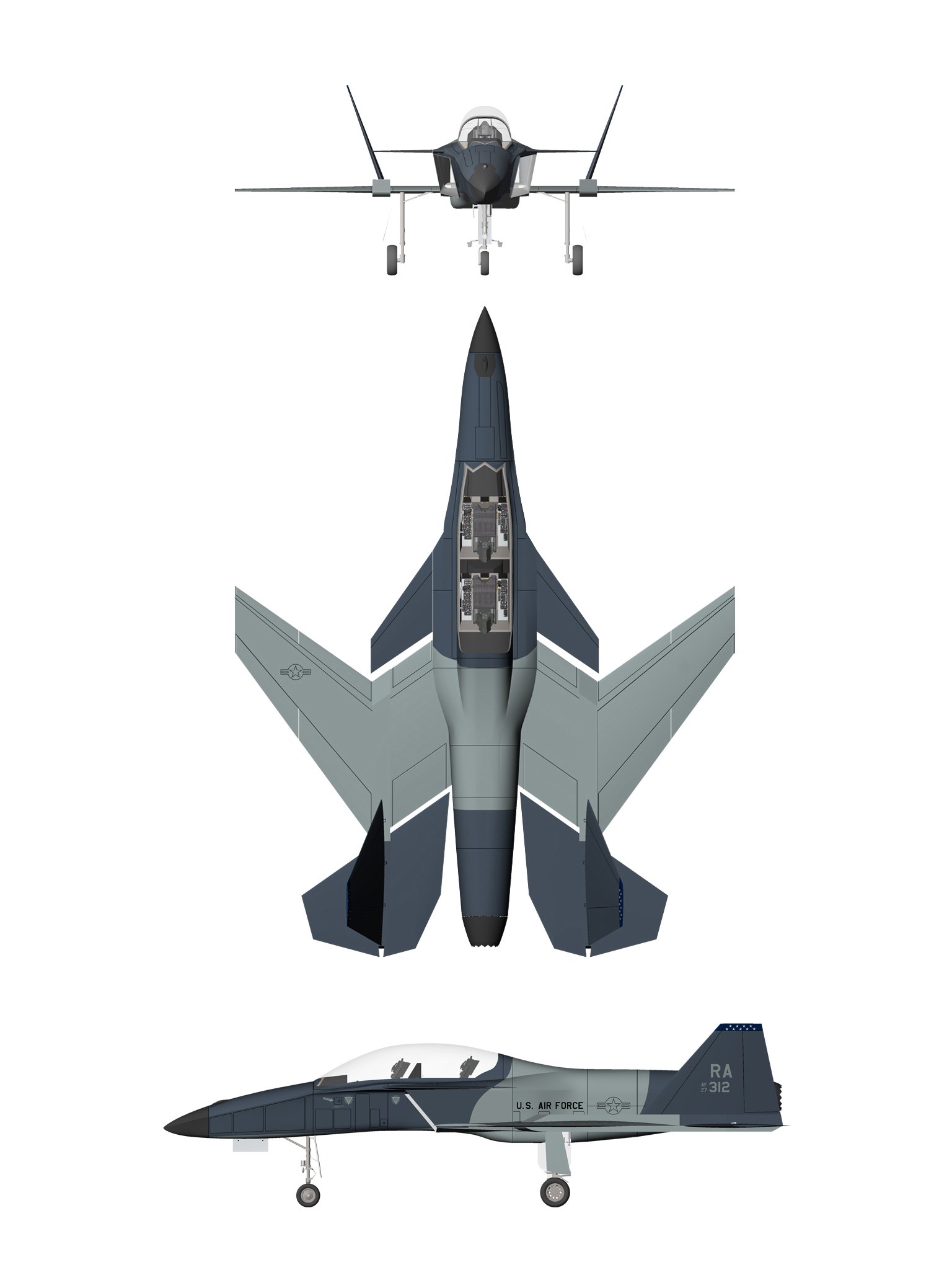 SM-47A Super Machete APT dorsal general arrangement, USAF